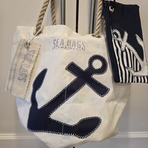 Sea Bags Maine Anchor Tote and Pouch Set